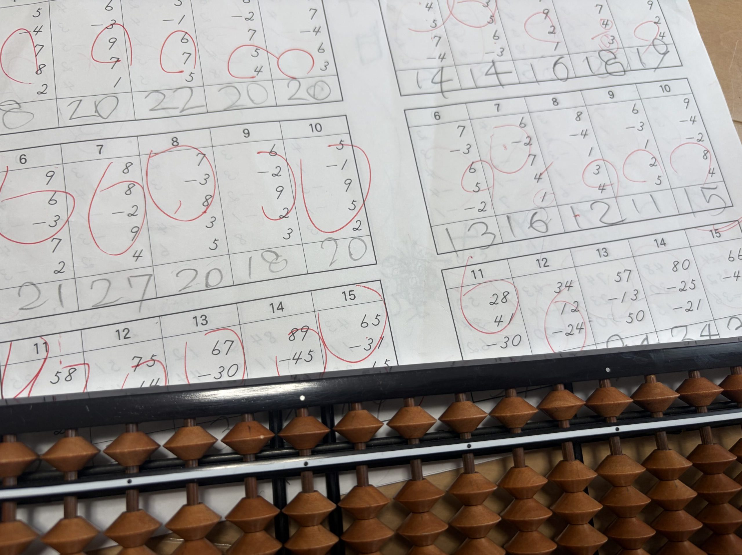 年中で解いていたそろばんの問題